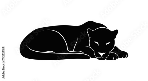 Black Panther Silhouette - A Sleek and Powerful Feline Illustration.