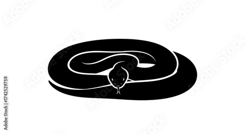 Stylized Silhouette of a Coiled Snake.