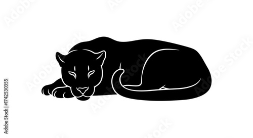 Resting Black Panther Silhouette - A Symbol of Power and Grace.
