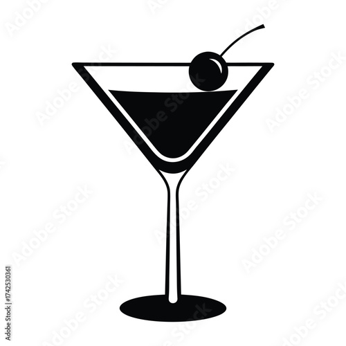 martini glass with cherry