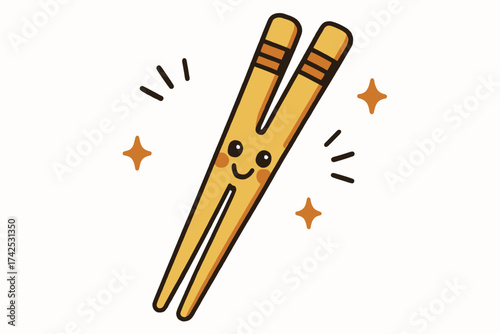 Cute cheerful clothespin character with smile and stars