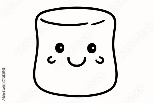 Cute smiling marshmallow drawing with kawaii expression