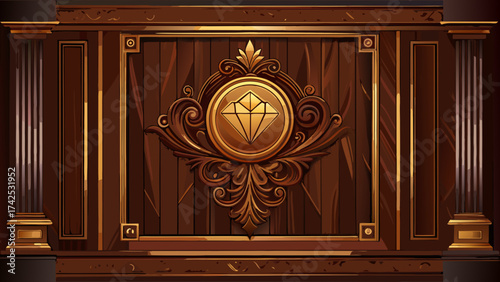 Dark mahogany wood panel background, elegant sheen and subtle texture, realistic vector design, perfect for luxury interiors, office spaces, and premium furniture mockups.