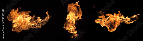 Fire flames on a black background