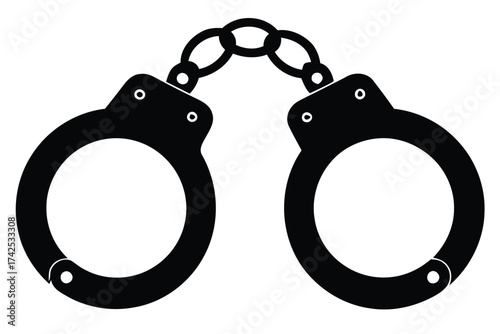 Black handcuffs vector illustration scalable eps icon for law enforcement and justice themed designs silhouette vector illustration white background