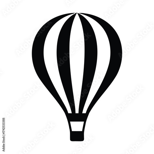 Vector silhouette hot air balloon illustration scalable eps icon for travel adventure and transportation graphics silhouette vector illustration white background