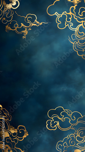 Celestial Gold Cloud: A stunning graphic featuring elegant gold clouds against a deep blue backdrop, offering a sense of wonder and timeless beauty.