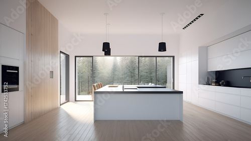 classic and at the same time modern kitchen style with custom-made furniture and light