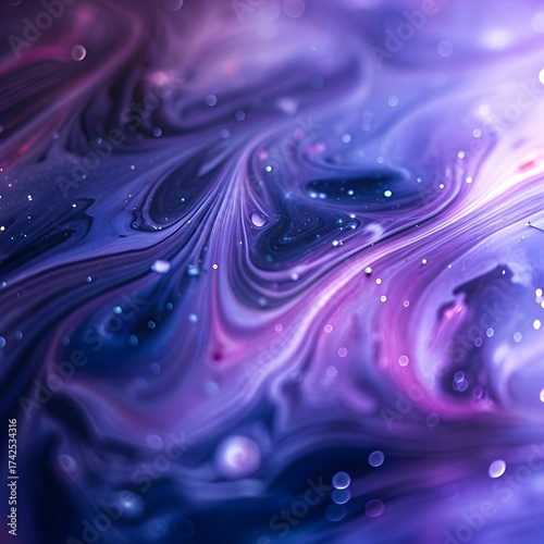 Cosmic Fluid Art Marble Texture in Deep Purple and Blue


