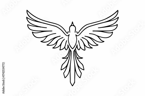 Phoenix Bird Line Icon – Mythical Firebird Symbol