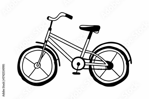 Bicycle Line Art – Simple Minimal Outline on White Background