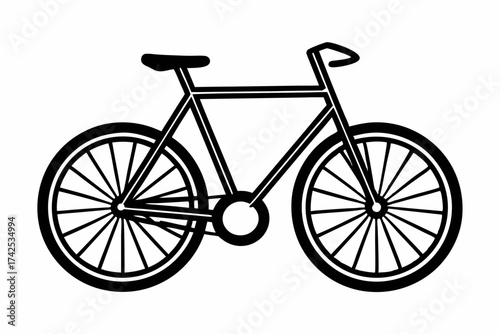 Bicycle Line Art – Simple Minimal Outline on White Background