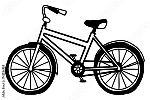 Bicycle Line Art – Simple Minimal Outline on White Background