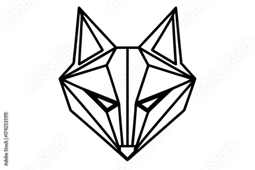 Geometric Wolf Head Line Art – Minimal Outline Animal Design