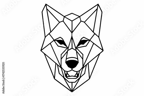Geometric Wolf Head Line Art – Minimal Outline Animal Design