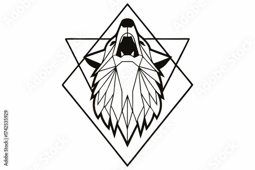 Geometric Wolf Head Line Art – Minimal Outline Animal Design
