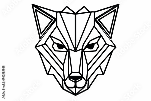 Geometric Wolf Head Line Art – Minimal Outline Animal Design
