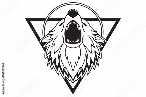 Geometric Wolf Head Line Art – Minimal Outline Animal Design