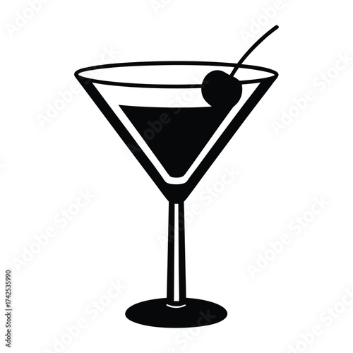 martini glass with cherry