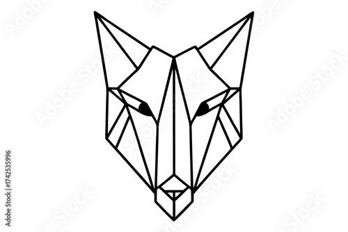Geometric Wolf Head Line Art – Minimal Outline Animal Design