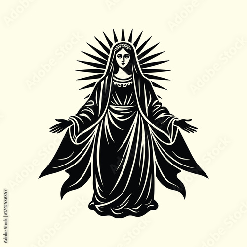 The Blessed Virgin Mary, Our Lady of Grace, Christian Religious Vector