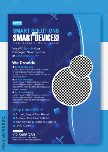 Smart solutions for smart devices flyer template for phone repair service promotion