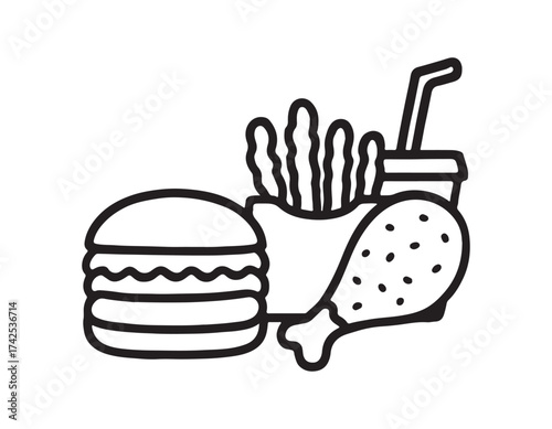 Delicious food doodles for menu design and fun illustrations