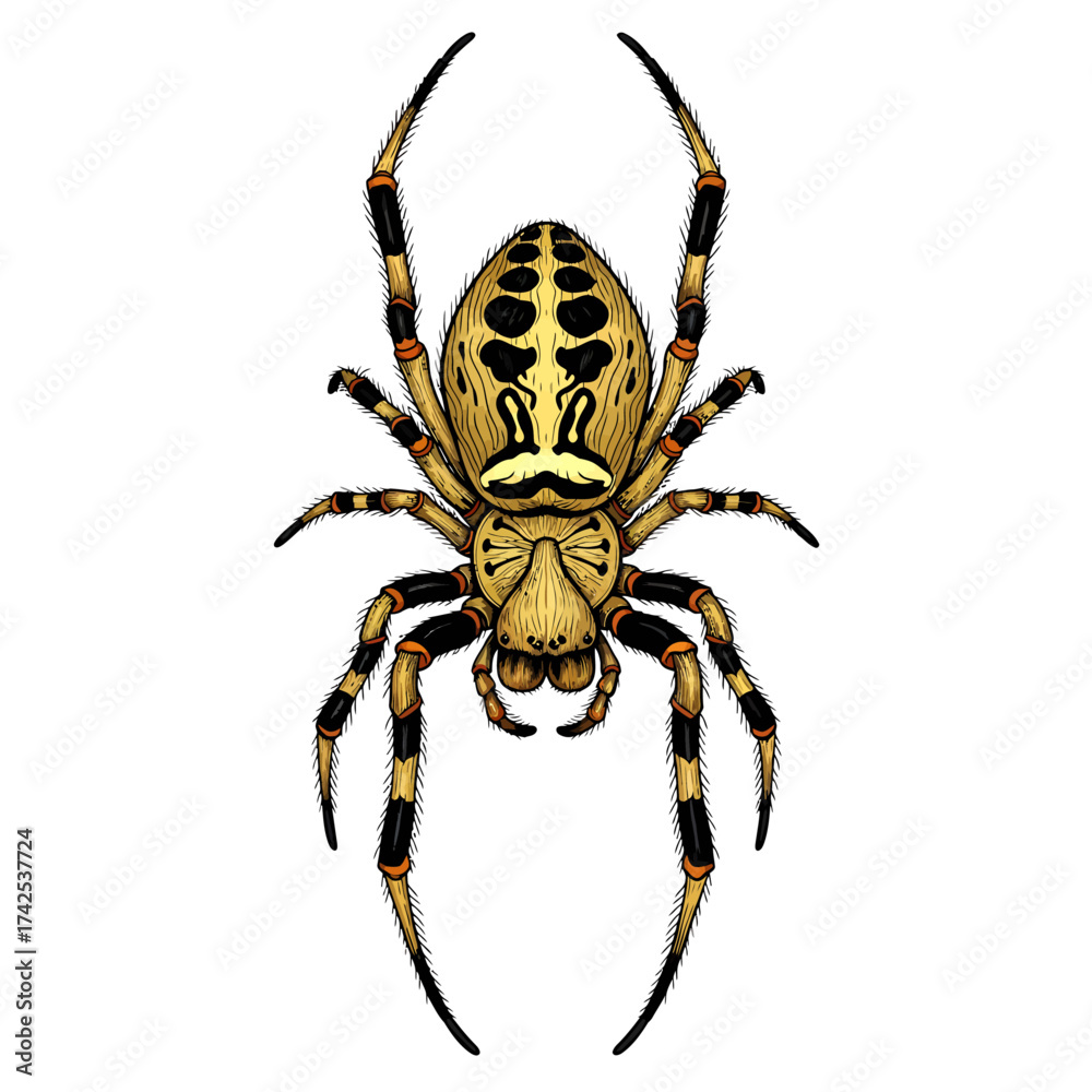 Obraz premium Arachnid Insect Illustration Orb-Weaver Spider with Detailed Markings