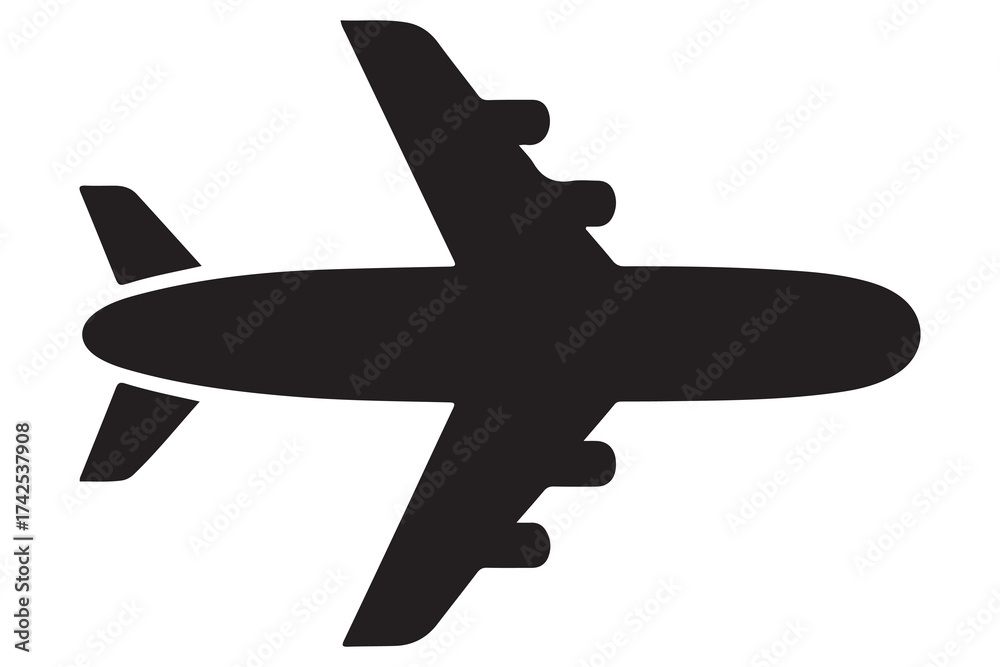 Obraz premium Airplane silhouette simple travel and aviation icon illustration 