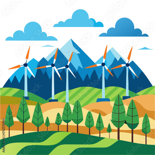vector illustration of a summer landscape