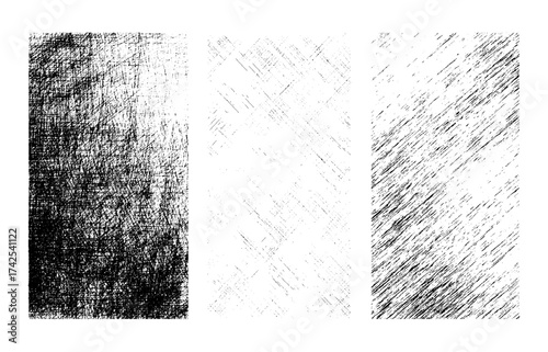 Grunge overlay texture set with square frames for creative design . Crosshatch sketch texture pattern set engraving vector background
