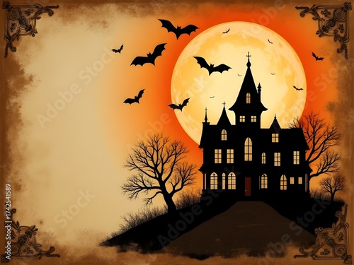 Halloween Junk Journal Pages, Halloween Digital Scrapbook Paper copy space in center