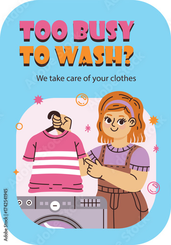Laundry Service Flyer Template Design. Dry cleaner Poster brochure design, Vector Editable and Print A4 size flyer design.