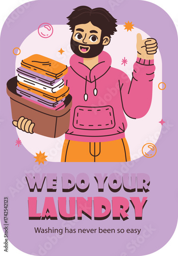 Laundry Service Flyer Template Design. Dry cleaner Poster brochure design, Vector Editable and Print A4 size flyer design.