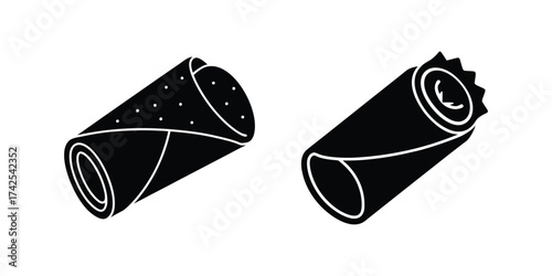 food wrap roll silhouette icon vector illustration