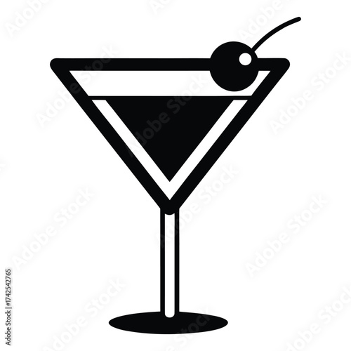 martini glass with cherry