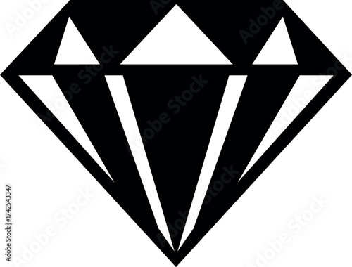 Diamond outline icon black and white line art
