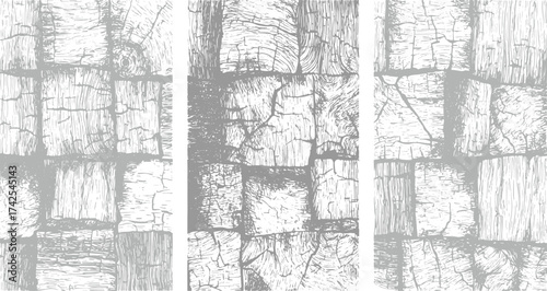 Black and White Cracks Texture set of Cracked Earth and Dry Soil Surface fence in the woods texture of dry ground surface. Distressed cracked vectors design on transparent background.