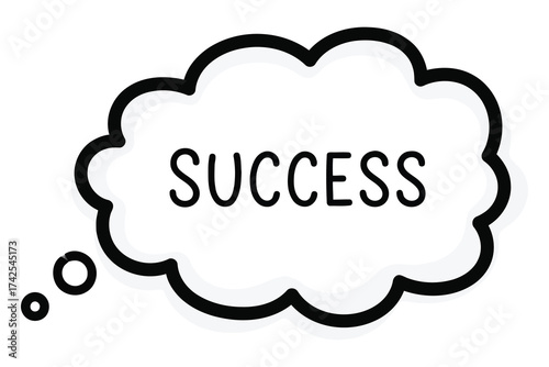 Vector art of a thought bubble with the word success, representing achievement and positive thinking