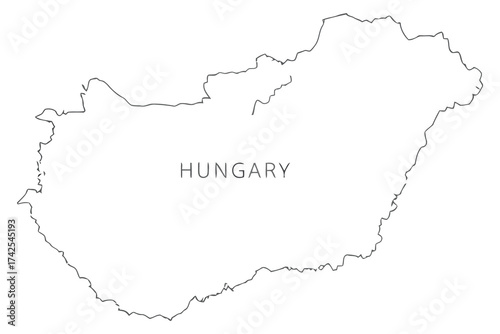 Vector art of outline map of hungary showing the countrys borders and geographic shape