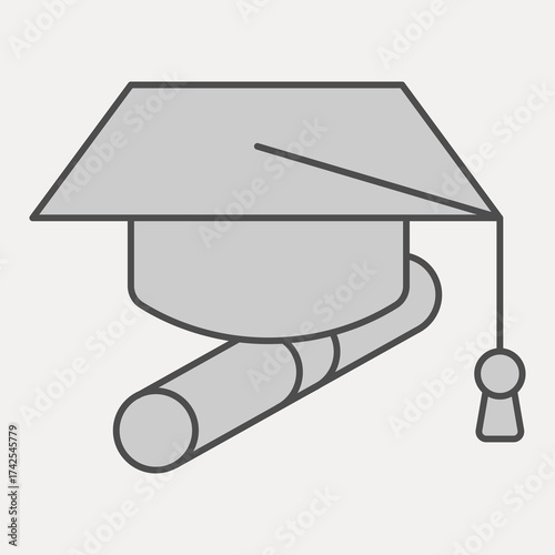 Academic cap with diploma isometric icon, teachers day concept. Vector graphics. Education sign and editable stroke, outline style icon for mobile or web design.