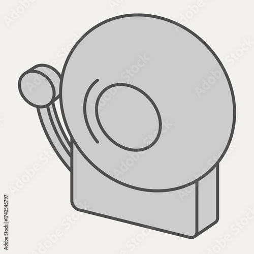 Electric bell isometric icon, school and education concept. Vector graphics. Bell sign and editable stroke, outline style icon for mobile or web design.