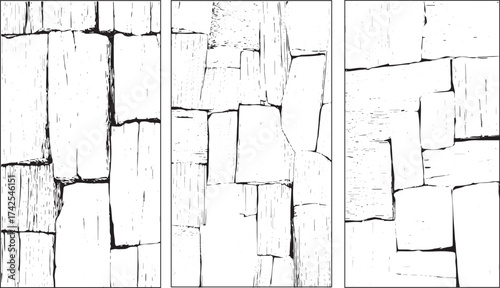 Vector abstract white and black grunge cracked marble surfaces texture Seamless crack texture. set Cracked soil. Black and white Monochrome Geometric Rough Distressed whit background 