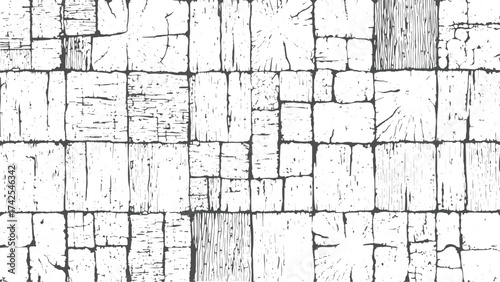 Black and White Wood Texture | Wooden Planks Grunge Overlay with Cracks for Rustic Wall and Floor Distressed Overlay Crackle Paint Overlay Black and White background Stains, vector design 