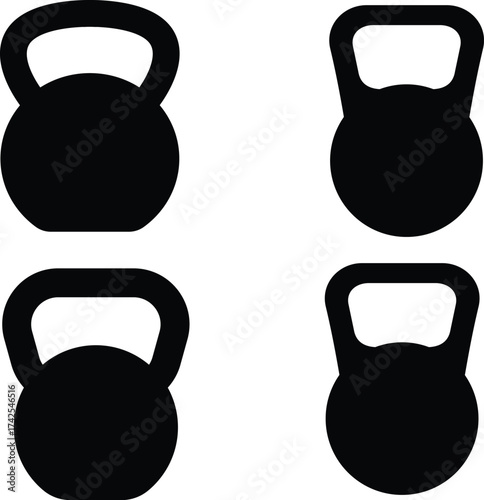 Flat kettlebell icon with handle highlight, simple vector illustration