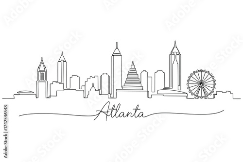 Vector art of atlanta city skyline silhouette, showcasing the iconic landmarks and modern architecture