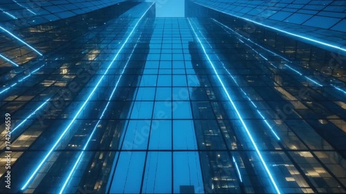 Wallpaper Mural Blue lights highlight modernity.
 Torontodigital.ca