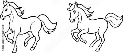 APPY cartoon horse outline, simple and modern vector coloring illustration