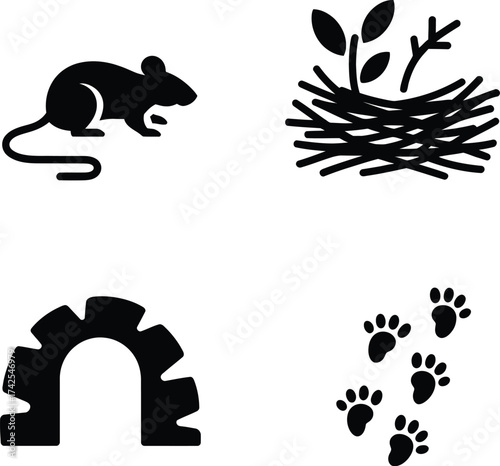 Mouse Burrow and Paw Print Icons
