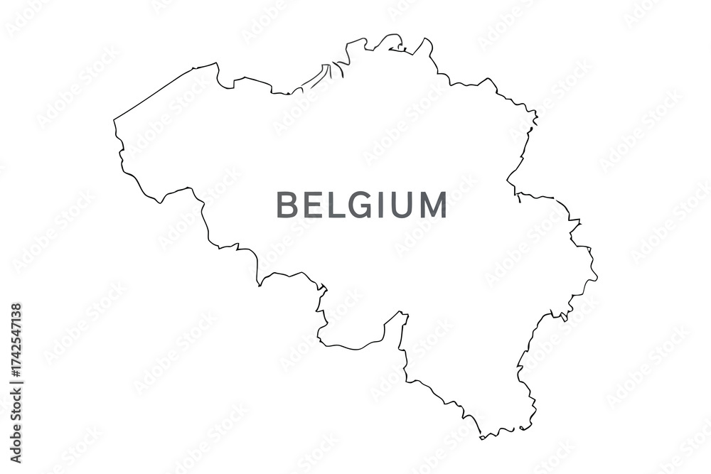 Obraz premium Vector art of outline map of belgium showing the countrys borders and location in europe